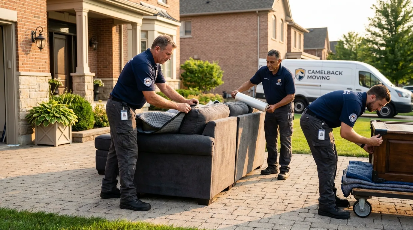 Large estate moving crew wrapping furniture in Mount Shasta, CA