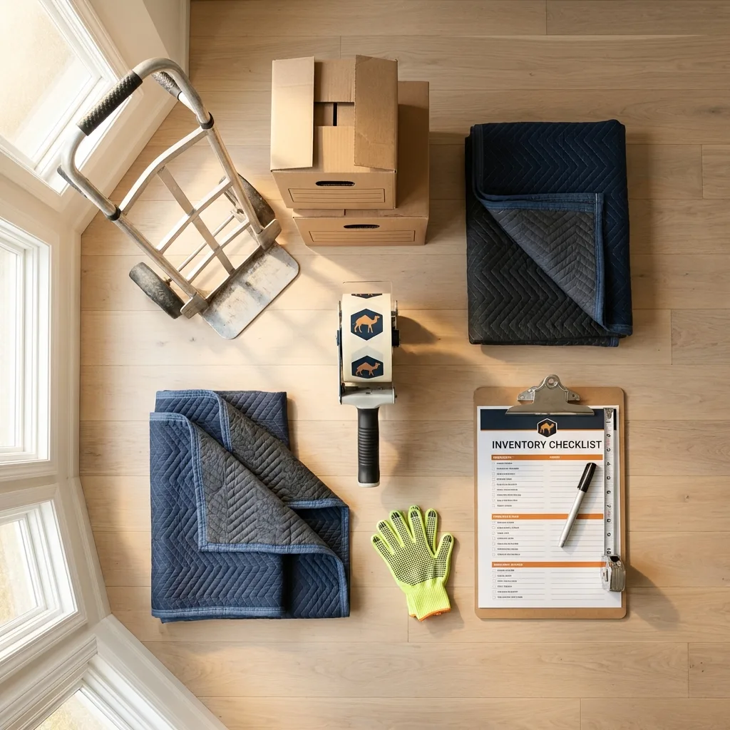Professional moving supplies and packing materials layout for Mount Shasta residential relocations